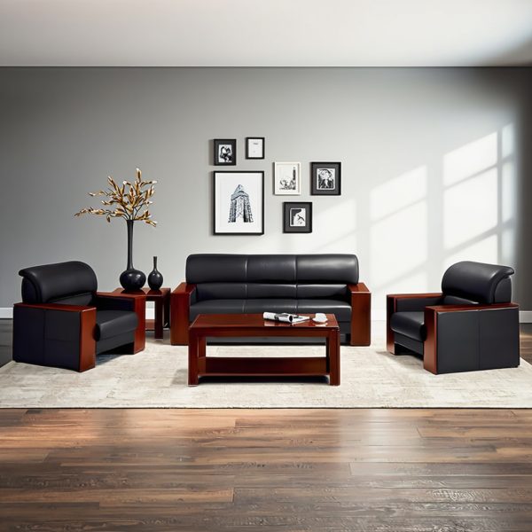 5 Seater Executive Leather Sofa Set Luxurious Comfort for Executive Spaces The 5 Seater Executive Leather Sofa Set is designed to bring luxury, comfort, and sophistication into your office or home. Not only does it provide spacious seating for up to five people, but also it creates an atmosphere of elegance that reflects professionalism and style. As a result, it is the perfect choice for executive lounges, reception areas, and modern living rooms. Premium Leather Upholstery Crafted with high-quality genuine or PU leather, this sofa set offers a soft, smooth, and durable finish. Moreover, the leather surface is resistant to stains and easy to maintain, ensuring long-lasting appeal. Therefore, it combines both practicality and timeless elegance. Sturdy and Durable Build The 5 Seater Executive Leather Sofa Set features a strong hardwood frame and reinforced joints for maximum durability. In addition, its cushioned seats are filled with high-density foam to provide lasting comfort and support. Consequently, it retains its shape and elegance even after years of regular use. Elegant and Modern Design With its sleek lines, plush cushions, and executive finish, this sofa set complements both professional and residential interiors. Furthermore, its modern design enhances the décor of reception areas, offices, and living spaces alike. Thus, it creates a warm and welcoming environment for guests and clients. Spacious and Comfortable Seating The sofa set includes a three-seater, a two-seater, and matching armrests, offering enough room for group seating. Moreover, its ergonomic design ensures maximum comfort during long hours of use. As a result, it balances style and relaxation seamlessly. A Statement of Luxury and Class The 5 Seater Executive Leather Sofa Set is more than just furniture—it is a symbol of elegance and professionalism. Ultimately, it is a smart investment for executives and homeowners who value comfort, style, and durability.