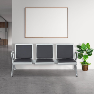3-Link Sturdy Padded Lobby Bench