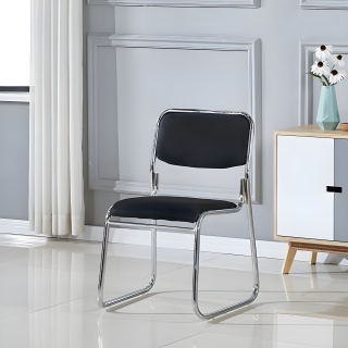Typical Leather Padded Stackable Chrome Chair