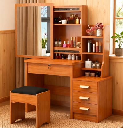 Brown Vanity Set with Hidden Space